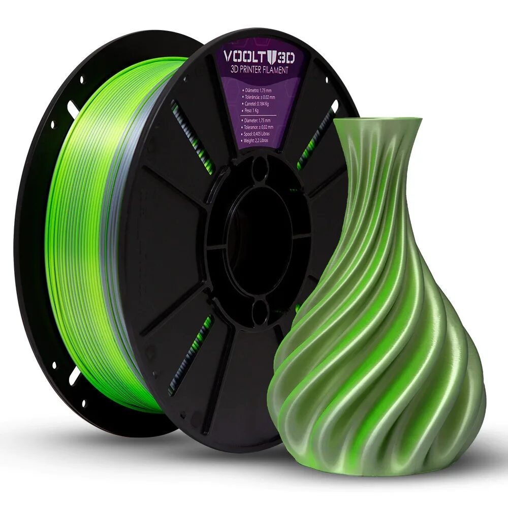 Voolt3D PLA Duo Color Plata/Verde Neón 1kg