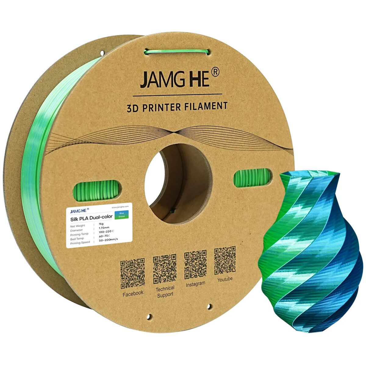 Jamghe Silk PLA Azul/Verde 1kg