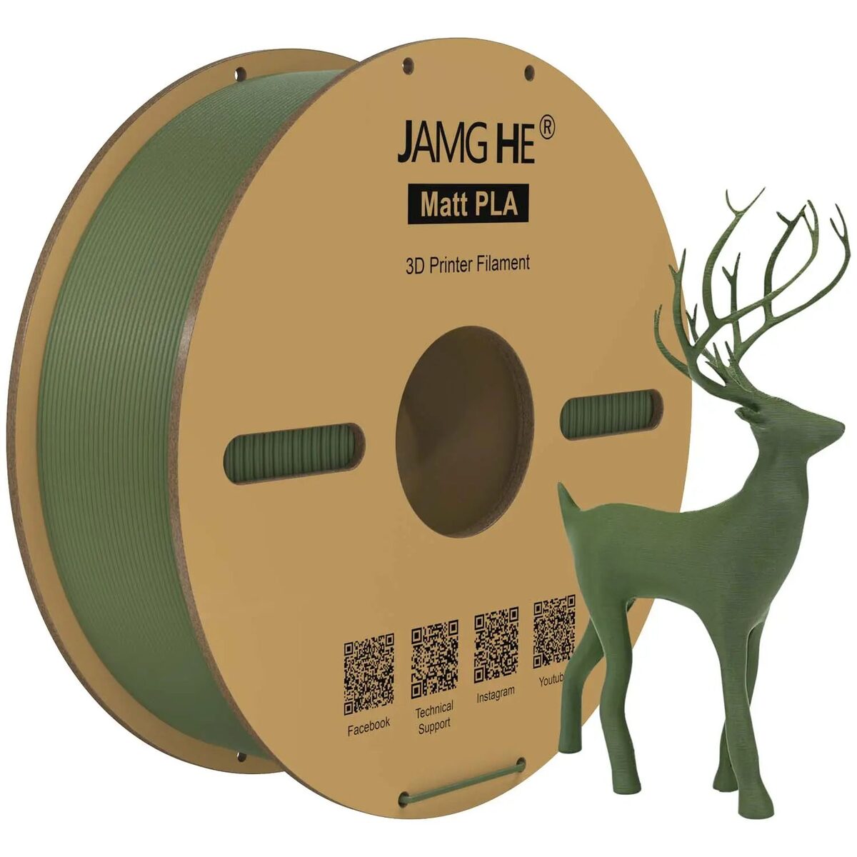 Jamghe Matte PLA Verde Oliva 1kg