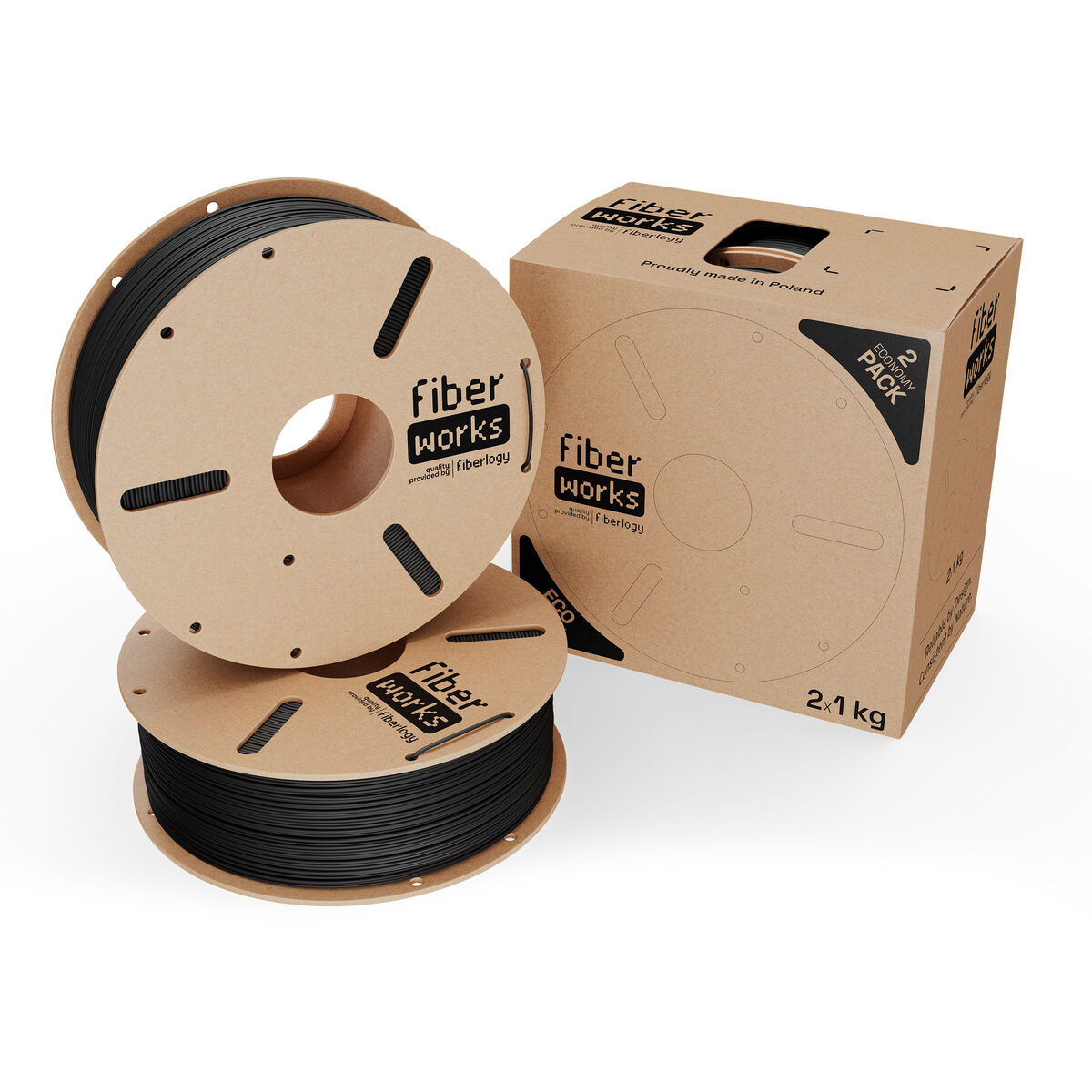 Fiberlogy FiberWORKS PLA Negro RAL 9005 2x1kg