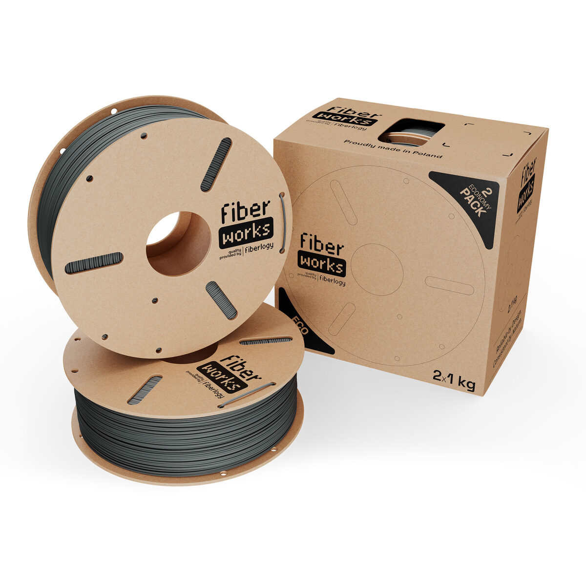 Fiberlogy FiberWORKS PLA Grafito RAL 7043 2x1kg