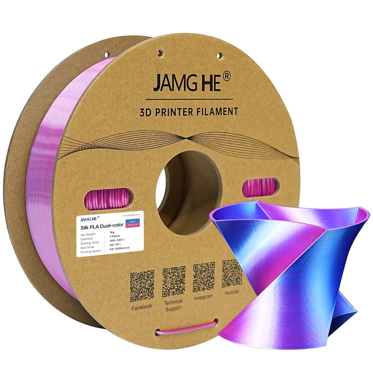 Jamghe Silk PLA Azul/Rojo 1kg