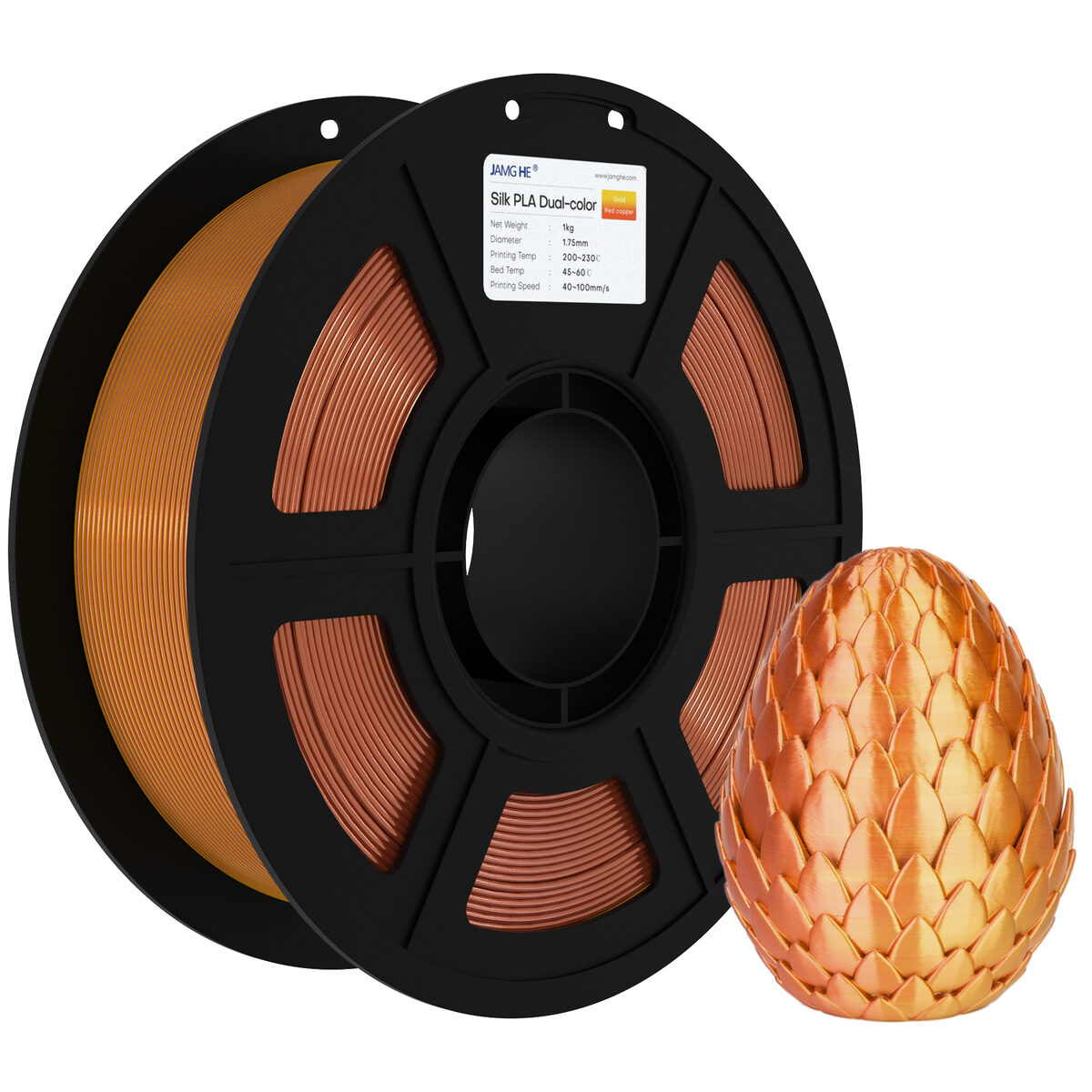 Jamghe Silk PLA Dorado/Rojo Cobre 1kg
