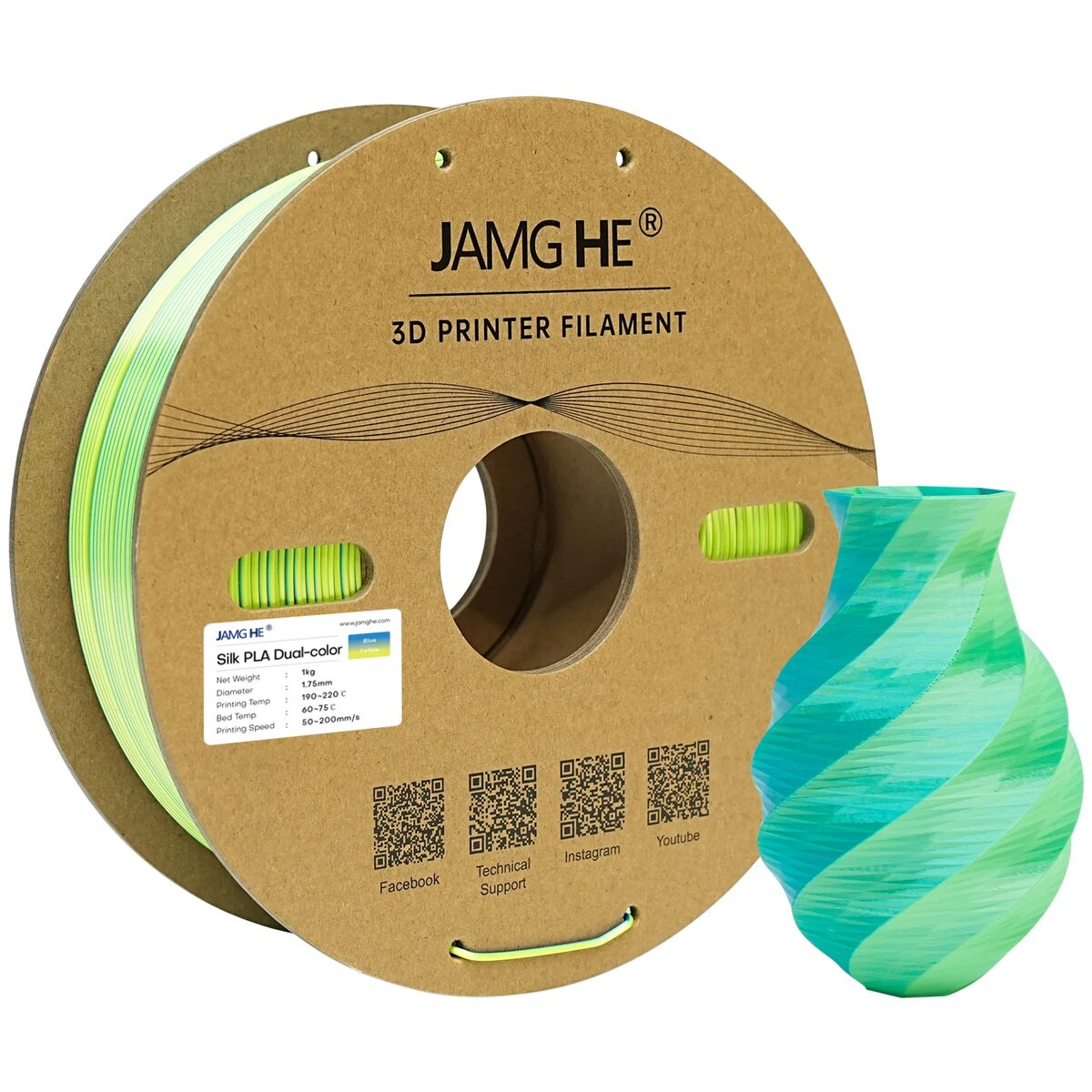 Jamghe Silk PLA Azul/Amarillo 1kg
