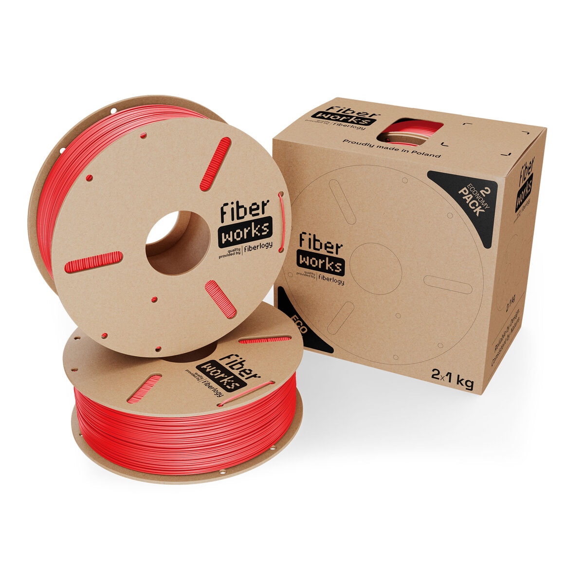 Fiberlogy FiberWORKS PETG Rojo RAL 3020 2x1kg